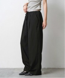 Linen Touch Double Waist Wide Pants / リネンタッチダブルウエストワイドパンツ