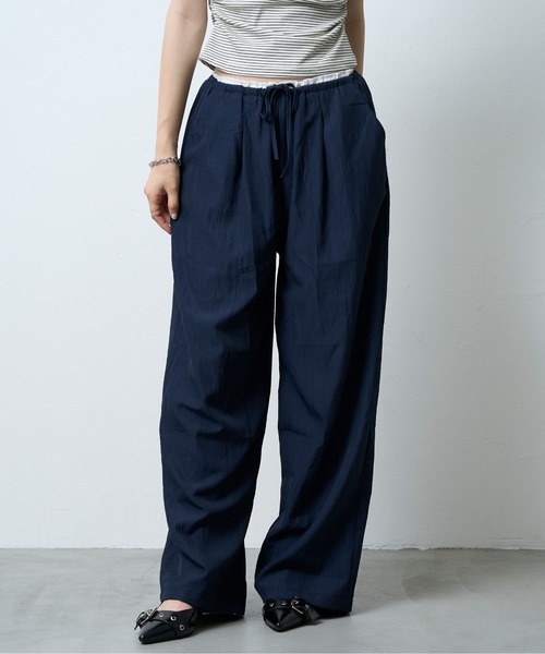 NUJOH(ヌゾ)の「Linen Touch Double Waist Wide Pants / リネンタッチダブルウエストワイドパンツ(その他パンツ・レディース・ネイビー/ブラック・FREE)」の11枚目の写真