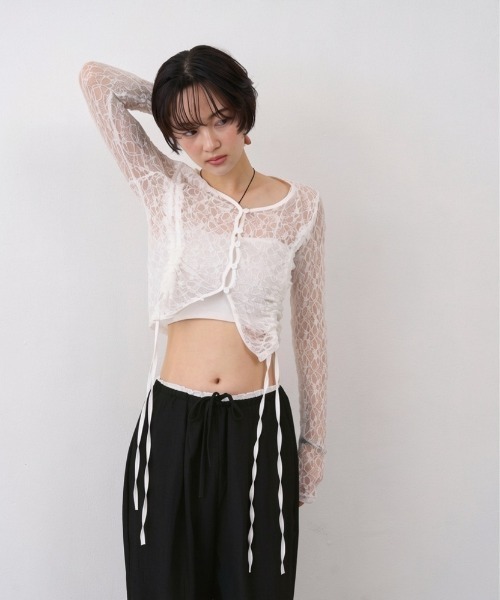 NUJOH(ヌゾ)の「Linen Touch Double Waist Wide Pants / リネンタッチダブルウエストワイドパンツ(その他パンツ・レディース・ネイビー/ブラック・FREE)」の10枚目の写真