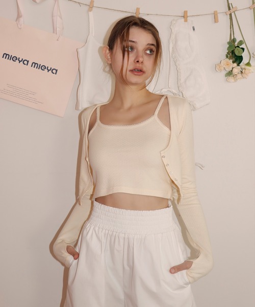 mieya mieya(ミーヤミーヤ)の「【mieya mieya】CANDY COLOR ENSEMBLE/キャンディーカラーアンサンブル(アンサンブル・レディース・ミント/ホワイト/レモンイエロー・FREE)」の4枚目の写真