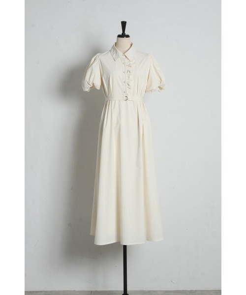 tocco closet(トッコ クローゼット)の「【ZOZO限定】ベルト付きドットジャガードアシンメトリーフリル装飾シャツワンピース(ワンピース・レディース・オフホワイト/ペールイエロー・M)」の17枚目の写真