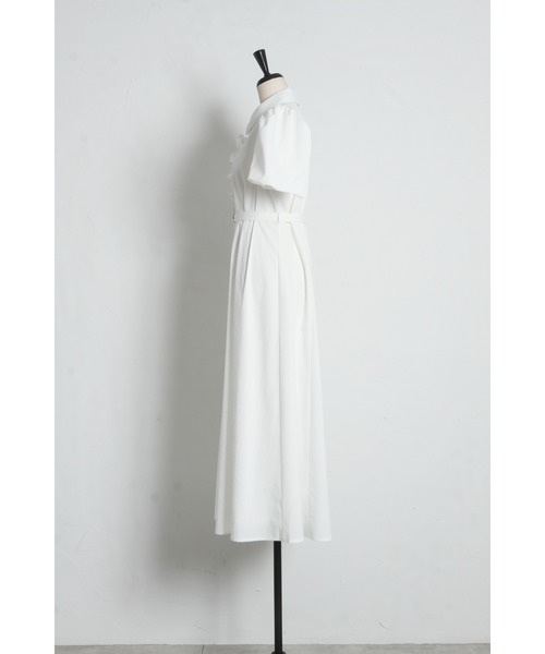 tocco closet(トッコ クローゼット)の「【ZOZO限定】ベルト付きドットジャガードアシンメトリーフリル装飾シャツワンピース(ワンピース・レディース・オフホワイト/ペールイエロー・M)」の19枚目の写真