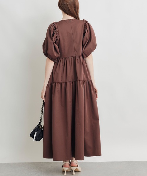 PICCIN PERLA（ピッチンペルラ）の「フリルボリュームスリーブティアードワンピース（ワンピース・レディース・ダークブラウン/ブラック・M）」の10枚目の写真