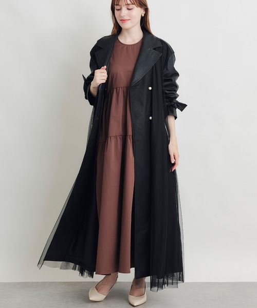 PICCIN PERLA（ピッチンペルラ）の「フリルボリュームスリーブティアードワンピース（ワンピース・レディース・ダークブラウン/ブラック・M）」の14枚目の写真