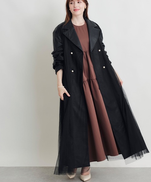 PICCIN PERLA（ピッチンペルラ）の「フリルボリュームスリーブティアードワンピース（ワンピース・レディース・ダークブラウン/ブラック・M）」の13枚目の写真