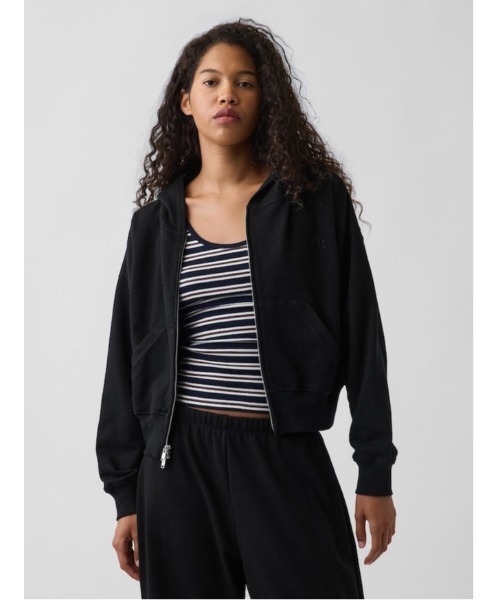GAP（ギャップ）の「フレンチテリー GAP NYC オーバーサイズ ジップアップパーカー（パーカー・レディース・ブラウン/ブラック/グレー・XS/L/M/S/XXS/XL）」の2枚目の写真