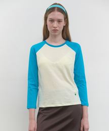 SINGLE RAGLAN T-SHIRT_MINT/BLUE