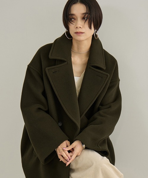 SALON adam et rope'(サロン アダム エ ロペ)の「【WEB限定】FABRICA ダブルクロスPコート(ピーコート・レディース・カーキ/グレー/ブラウン/ネイビー・M/S)」の3枚目の写真