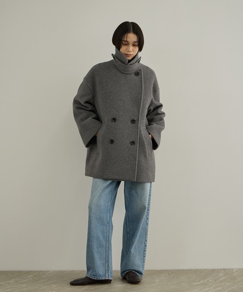 SALON adam et rope'(サロン アダム エ ロペ)の「【WEB限定】FABRICA ダブルクロスPコート(ピーコート・レディース・カーキ/グレー/ブラウン/ネイビー・M/S)」の6枚目の写真