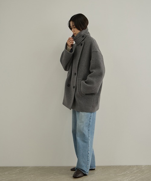 SALON adam et rope'(サロン アダム エ ロペ)の「【WEB限定】FABRICA ダブルクロスPコート(ピーコート・レディース・カーキ/グレー/ブラウン/ネイビー・M/S)」の7枚目の写真