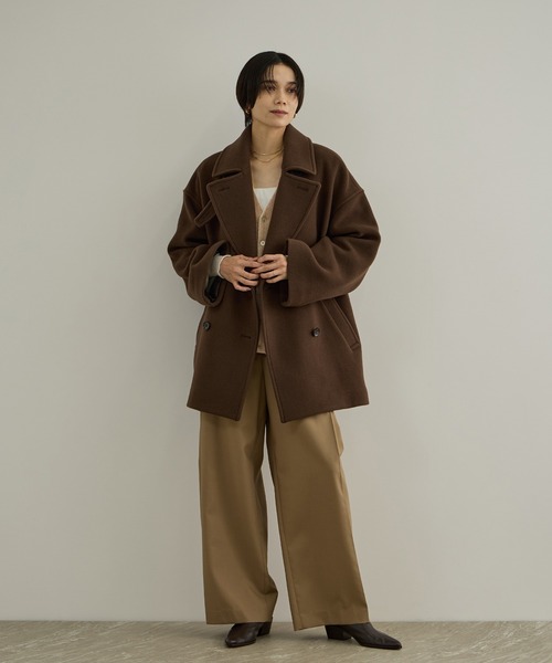 SALON adam et rope'(サロン アダム エ ロペ)の「【WEB限定】FABRICA ダブルクロスPコート(ピーコート・レディース・カーキ/グレー/ブラウン/ネイビー・M/S)」の8枚目の写真