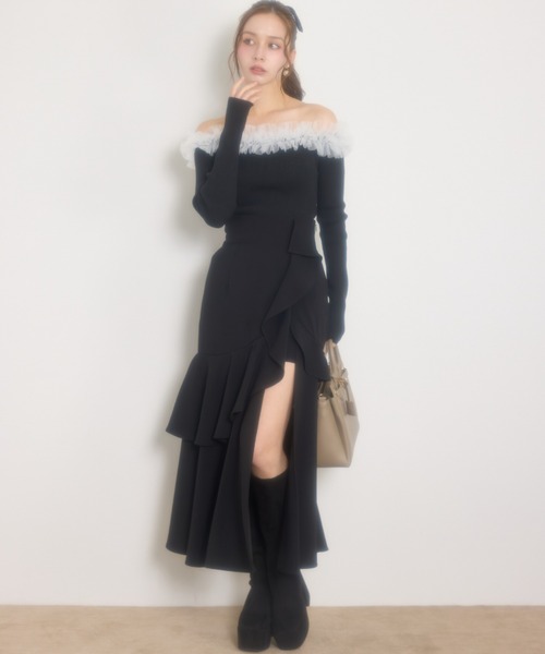 rienda(リエンダ)の「【AW先行アイテム】フリルスリットハイウエストスコートショートパンツ(スカート・レディース・ベージュ/ブラック/グレー系その他・MEDIUM/SMALL)」の4枚目の写真