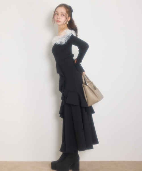 rienda(リエンダ)の「【AW先行アイテム】フリルスリットハイウエストスコートショートパンツ(スカート・レディース・ベージュ/ブラック/グレー系その他・MEDIUM/SMALL)」の5枚目の写真