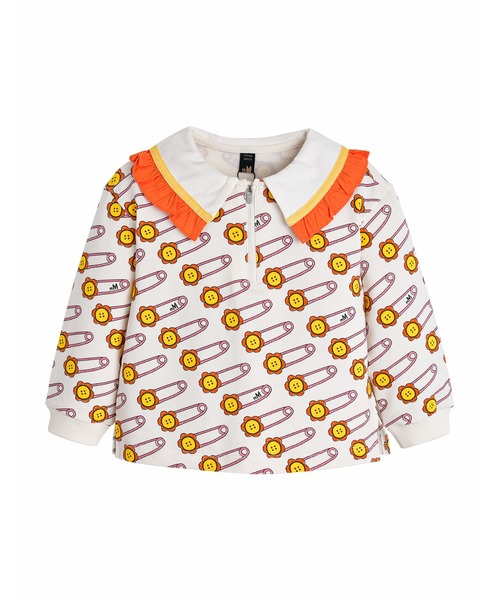 moimoln(モイモルン)の「フラワーピン柄ビッグカラートップス(Tシャツ/カットソー・キッズ・アイボリー・110cm/100cm/120cm/130cm/140cm)」の1枚目の写真