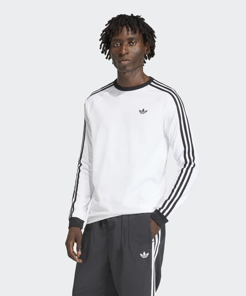 adidas（アディダス）の「スリーストライプス ロングスリーブ Tシャツ / ロンT / アディダスオリジナルス adidas Originals（Tシャツ/カットソー・メンズ・ホワイト・LARGE/MEDIUM/SMALL/X-LARGE/X-SMALL/XX-LARGE/XX-SMALL/3XL）」の4枚目の写真