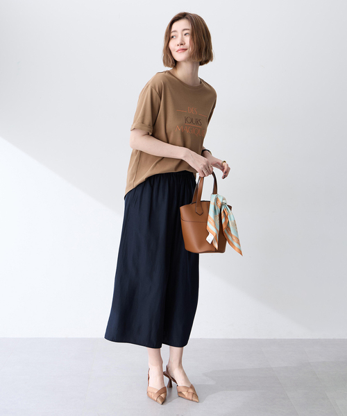 Petit Honfleur（プチオンフルール）の「ロゴプリントTシャツ【接触冷感・UVカット・オーガニックコットンブレンド】（Tシャツ/カットソー・レディース・オレンジ/モカ/ネイビー・M/L）」の11枚目の写真
