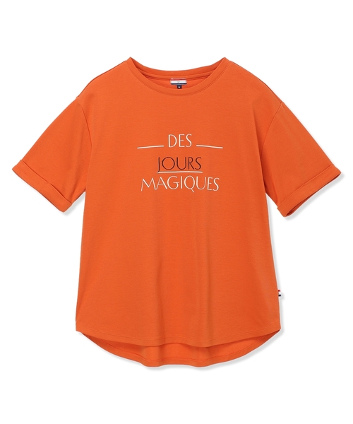 Petit Honfleur（プチオンフルール）の「ロゴプリントTシャツ【接触冷感・UVカット・オーガニックコットンブレンド】（Tシャツ/カットソー・レディース・オレンジ/モカ/ネイビー・M/L）」の19枚目の写真