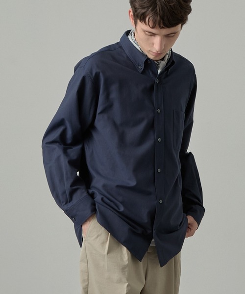 EASENCE（イーズエンス）の「【EASENCE】ロイヤルオックス リラックスフィット ボタンダウン長袖シャツ / UVカット・イージーケア（シャツ/ブラウス・メンズ・サックスブルー/ネイビー/オフホワイト/グレー/ネイビー系・XL/S/L/M）」の3枚目の写真
