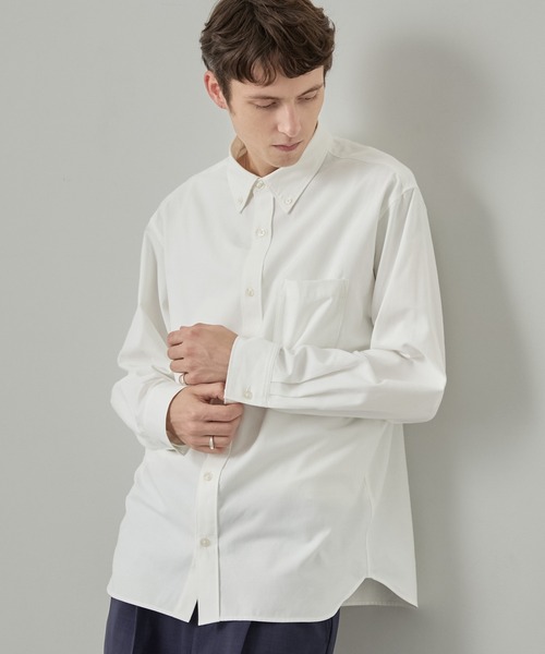 EASENCE（イーズエンス）の「【EASENCE】ロイヤルオックス リラックスフィット ボタンダウン長袖シャツ / UVカット・イージーケア（シャツ/ブラウス・メンズ・サックスブルー/ネイビー/オフホワイト/グレー/ネイビー系・XL/S/L/M）」の9枚目の写真