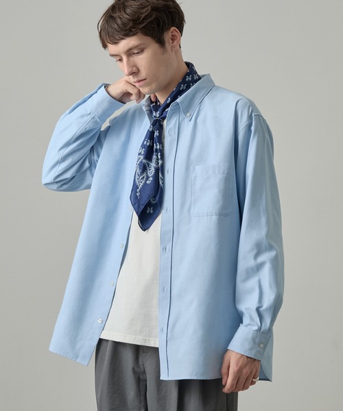 EASENCE（イーズエンス）の「【EASENCE】ロイヤルオックス リラックスフィット ボタンダウン長袖シャツ / UVカット・イージーケア（シャツ/ブラウス・メンズ・サックスブルー/ネイビー/オフホワイト/グレー/ネイビー系・XL/S/L/M）」の16枚目の写真