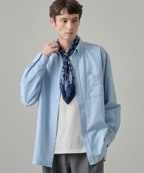 EASENCE（イーズエンス）の「【EASENCE】ロイヤルオックス リラックスフィット ボタンダウン長袖シャツ / UVカット・イージーケア（シャツ/ブラウス・メンズ・サックスブルー/ネイビー/オフホワイト/グレー/ネイビー系・XL/S/L/M）」の17枚目の写真