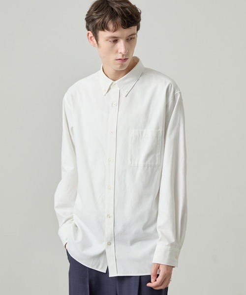 EASENCE（イーズエンス）の「【EASENCE】ロイヤルオックス リラックスフィット ボタンダウン長袖シャツ / UVカット・イージーケア（シャツ/ブラウス・メンズ・サックスブルー/ネイビー/オフホワイト/グレー/ネイビー系・XL/S/L/M）」の8枚目の写真