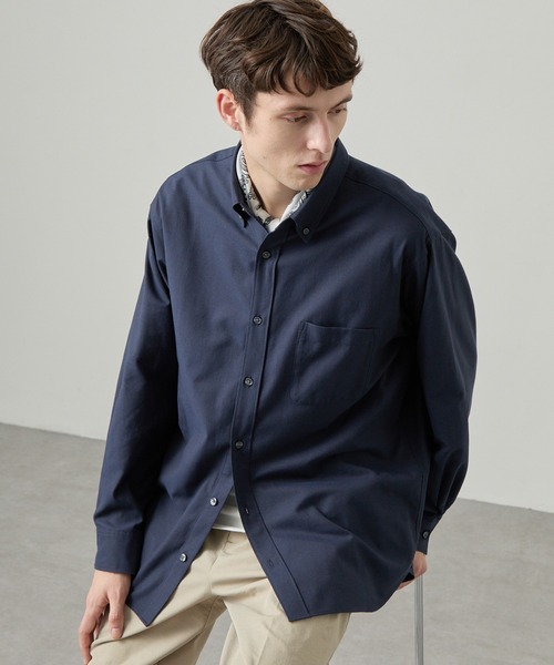 EASENCE（イーズエンス）の「【EASENCE】ロイヤルオックス リラックスフィット ボタンダウン長袖シャツ / UVカット・イージーケア（シャツ/ブラウス・メンズ・サックスブルー/ネイビー/オフホワイト/グレー/ネイビー系・XL/S/L/M）」の22枚目の写真