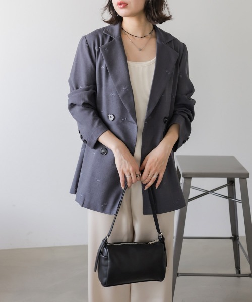 Bab(バブ)の「フラワー刺繍ダブルテーラードジャケット(テーラードジャケット・レディース・グレー/ベージュ/ブラウン・M)」の15枚目の写真