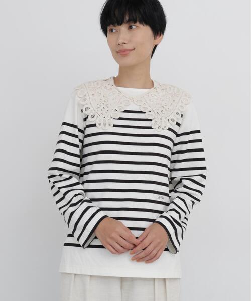 human woman(ヒューマンウーマン)の「◆パネルボーダー天竺バスクシャツ(Tシャツ/カットソー・レディース・ブラック系その他3/ブルー系その他3・MEDIUM)」の2枚目の写真