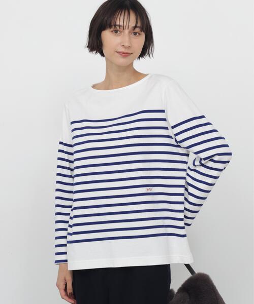 human woman(ヒューマンウーマン)の「◆パネルボーダー天竺バスクシャツ(Tシャツ/カットソー・レディース・ブラック系その他3/ブルー系その他3・MEDIUM)」の1枚目の写真