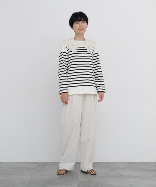 human woman(ヒューマンウーマン)の「◆パネルボーダー天竺バスクシャツ(Tシャツ/カットソー・レディース・ブラック系その他3/ブルー系その他3・MEDIUM)」の5枚目の写真