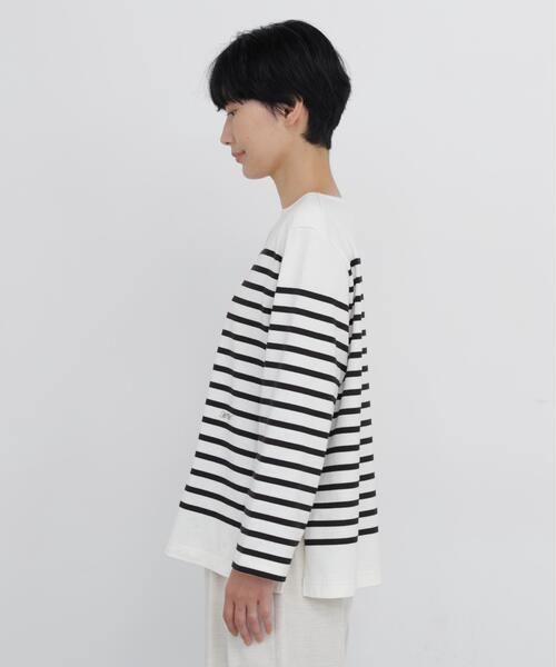 human woman(ヒューマンウーマン)の「◆パネルボーダー天竺バスクシャツ(Tシャツ/カットソー・レディース・ブラック系その他3/ブルー系その他3・MEDIUM)」の7枚目の写真