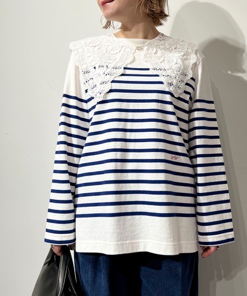 human woman(ヒューマンウーマン)の「◆パネルボーダー天竺バスクシャツ(Tシャツ/カットソー・レディース・ブラック系その他3/ブルー系その他3・MEDIUM)」の18枚目の写真