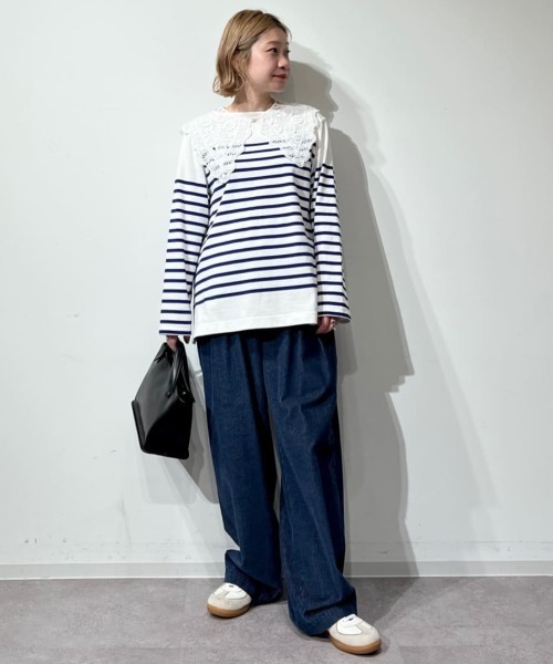 human woman(ヒューマンウーマン)の「◆パネルボーダー天竺バスクシャツ(Tシャツ/カットソー・レディース・ブラック系その他3/ブルー系その他3・MEDIUM)」の19枚目の写真