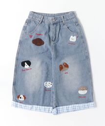 刺繍柄7分丈デニムパンツ