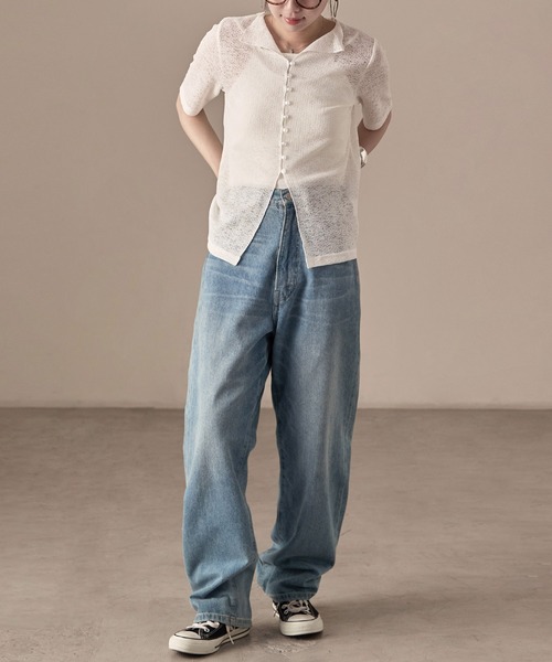Fashion Letter(ファッションレター)の「カットレース ハーフスリーブ シアーカーディガン(カーディガン/ボレロ・レディース・ブラック/ピンク/ライトブルー/ホワイト・M)」の6枚目の写真