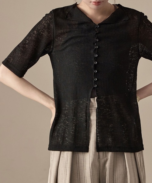 Fashion Letter(ファッションレター)の「カットレース ハーフスリーブ シアーカーディガン(カーディガン/ボレロ・レディース・ブラック/ピンク/ライトブルー/ホワイト・M)」の13枚目の写真