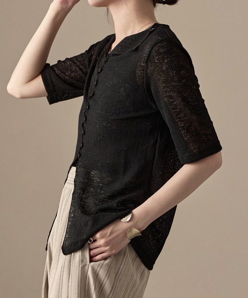 Fashion Letter(ファッションレター)の「カットレース ハーフスリーブ シアーカーディガン(カーディガン/ボレロ・レディース・ブラック/ピンク/ライトブルー/ホワイト・M)」の15枚目の写真