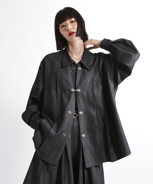 HARE(ハレ)の「【SET UP対応】YOSEタックメタルボタンシャツLS(HARE)(シャツ/ブラウス・メンズ・ブラック/グレー系その他2/グレー系その他3・FREE)」の3枚目の写真