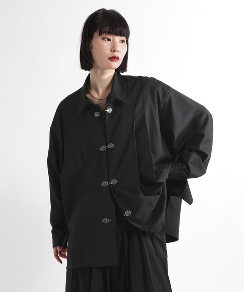 HARE(ハレ)の「【SET UP対応】YOSEタックメタルボタンシャツLS(HARE)(シャツ/ブラウス・メンズ・ブラック/グレー系その他2/グレー系その他3・FREE)」の1枚目の写真