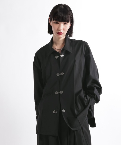 HARE(ハレ)の「【SET UP対応】YOSEタックメタルボタンシャツLS(HARE)(シャツ/ブラウス・メンズ・ブラック/グレー系その他2/グレー系その他3・FREE)」の5枚目の写真
