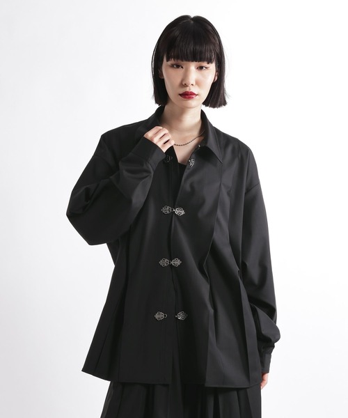 HARE(ハレ)の「【SET UP対応】YOSEタックメタルボタンシャツLS(HARE)(シャツ/ブラウス・メンズ・ブラック/グレー系その他2/グレー系その他3・FREE)」の6枚目の写真