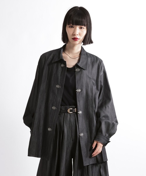 HARE(ハレ)の「【SET UP対応】YOSEタックメタルボタンシャツLS(HARE)(シャツ/ブラウス・メンズ・ブラック/グレー系その他2/グレー系その他3・FREE)」の13枚目の写真