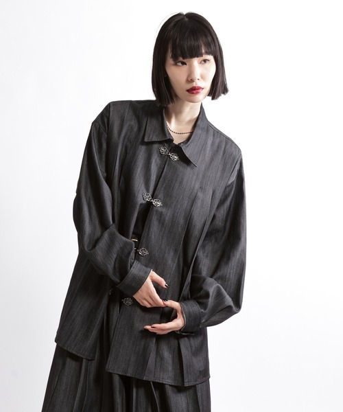 HARE(ハレ)の「【SET UP対応】YOSEタックメタルボタンシャツLS(HARE)(シャツ/ブラウス・メンズ・ブラック/グレー系その他2/グレー系その他3・FREE)」の14枚目の写真