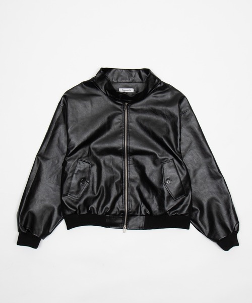 Figments(フィグメンツ)の「合皮ハリントンジャケット(ライダースジャケット・レディース・ブラック・X-LARGE/LARGE)」の1枚目の写真