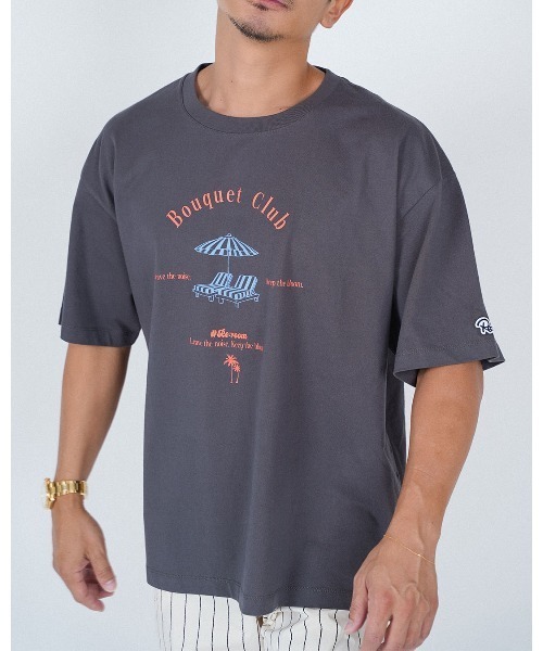 #Re:room(リルーム)の「ブーケクラブカラープリントTシャツ(Tシャツ/カットソー・メンズ・ホワイト/ライトブラック・S-M)」の2枚目の写真