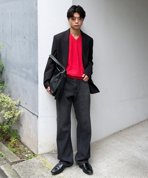 SINSS（シンス）の「Fox blend V-neck knit / フォックスブレンドVネックニット（ニット/セーター・メンズ・レッド/チャコール/ブルー/ライトグレー・LARGE/MEDIUM/SMALL/X-SMALL）」の12枚目の写真