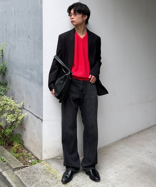 SINSS（シンス）の「Fox blend V-neck knit / フォックスブレンドVネックニット（ニット/セーター・メンズ・レッド/チャコール/ブルー/ライトグレー・LARGE/MEDIUM/SMALL/X-SMALL）」の5枚目の写真