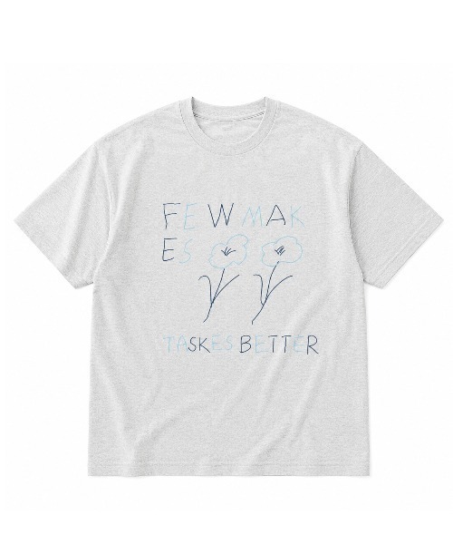FreeZone(フリーゾーン)の「手描き風フラワー&ロゴプリントオーバーサイズTシャツ(Tシャツ/カットソー・メンズ・ホワイト/グレー・F)」の1枚目の写真