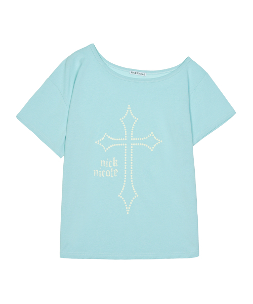 NICK&NICOLE(ニックアンドニコール)の「CROSS OFF オフショルダートップ(グリーン)(Tシャツ/カットソー・レディース・その他・FREE)」の1枚目の写真